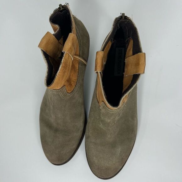 Steve Madden Midnite Gray Suede/Tan Cowboy Women’s Ankle Booties Sz 7 - Picture 7 of 11